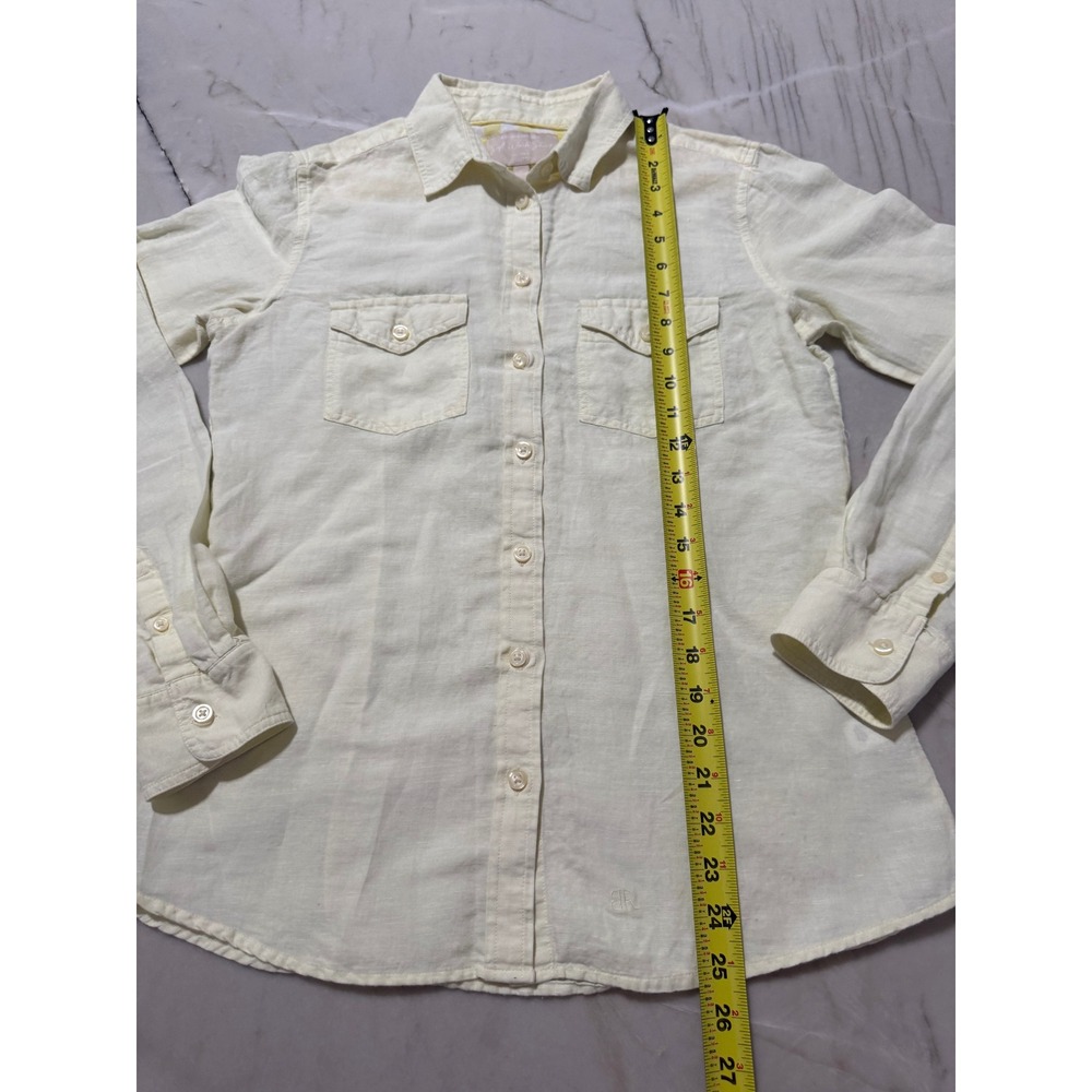 Banana Republic Soft Wash Butter Yellow Linen-Blend Button-Down Shirt Small - Picture 7 of 11